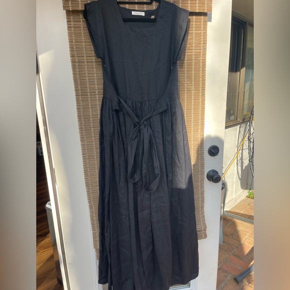 Doen Pacifica Women’s Black Split Front Maxi Dress with Waist Tie 100% raymie - Picture 3 of 3